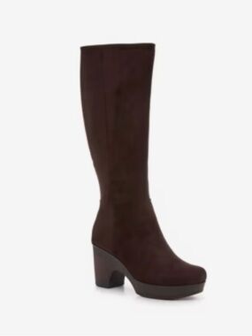 b.o.c. Born Concept Brown Faux Suede Knee High Wedge Boots Women’s Size 7M